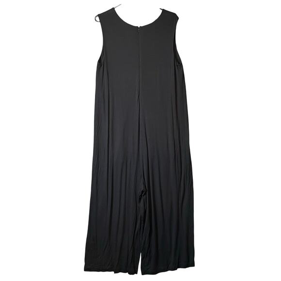 Eileen Fisher Black Jersey V-Neck Jumpsuit Wide‎ Leg Medium Oversized Lagenlook - Picture 6 of 7